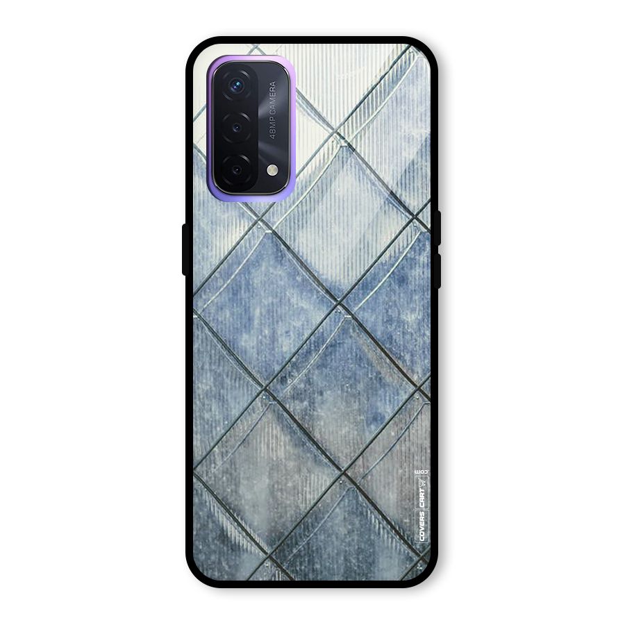 Steel Blue Pattern Glass Back Case for Oppo A74 5G