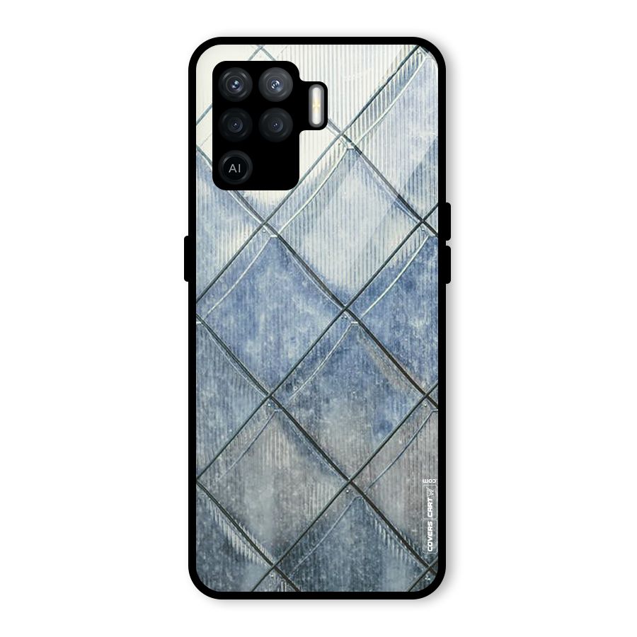 Steel Blue Pattern Glass Back Case for Oppo F19 Pro