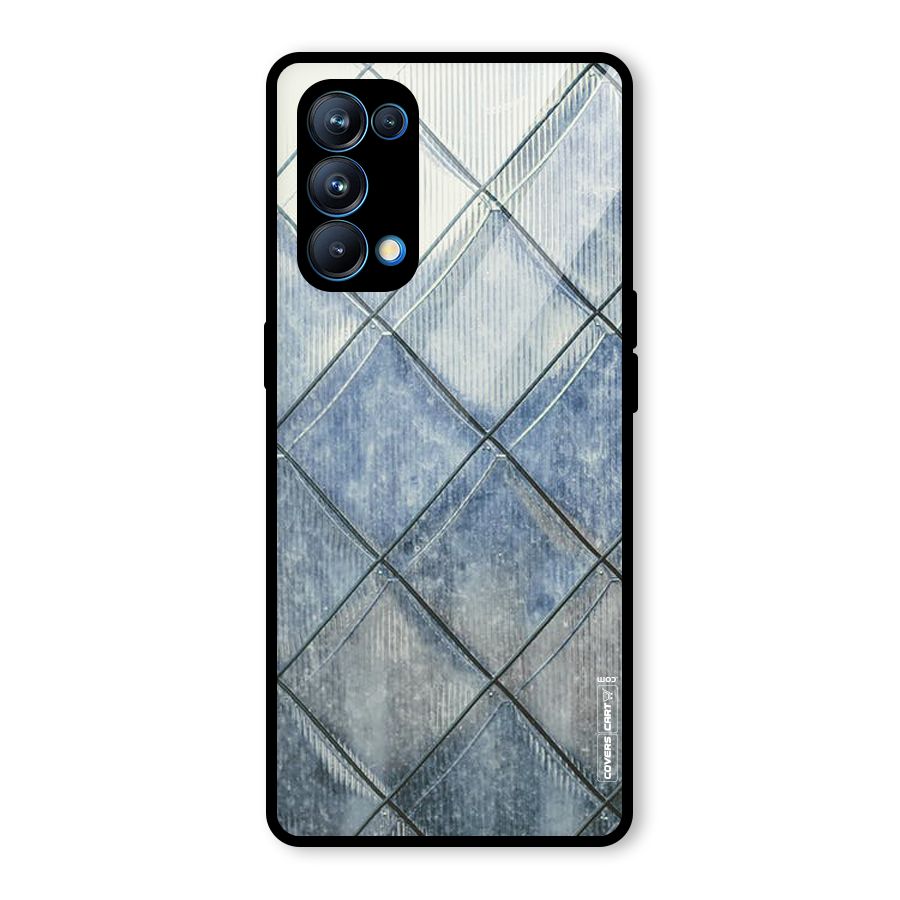 Steel Blue Pattern Glass Back Case for Oppo Reno5 Pro 5G