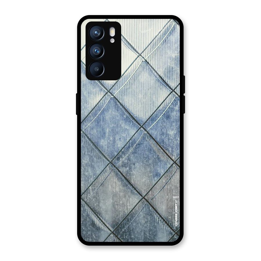 Steel Blue Pattern Glass Back Case for Oppo Reno6 5G