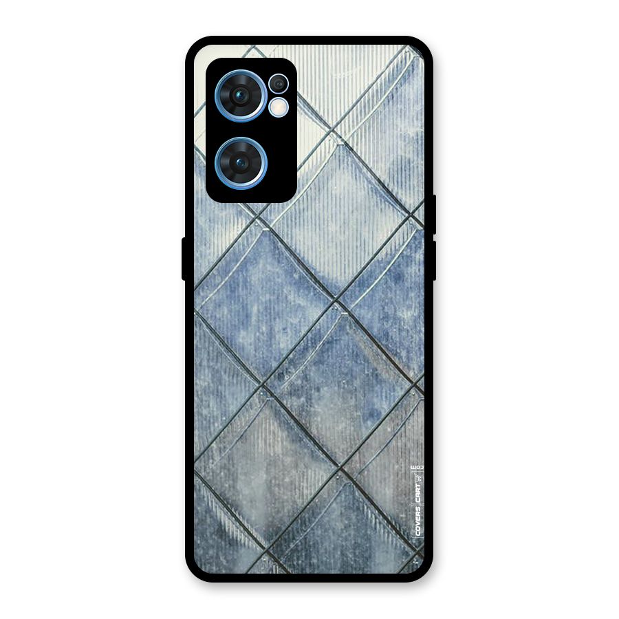 Steel Blue Pattern Glass Back Case for Oppo Reno7 5G