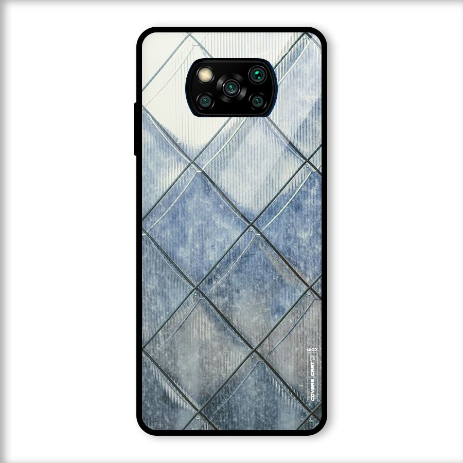 Steel Blue Pattern Glass Back Case for Poco X3