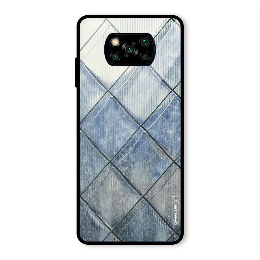 Steel Blue Pattern Glass Back Case for Poco X3 Pro