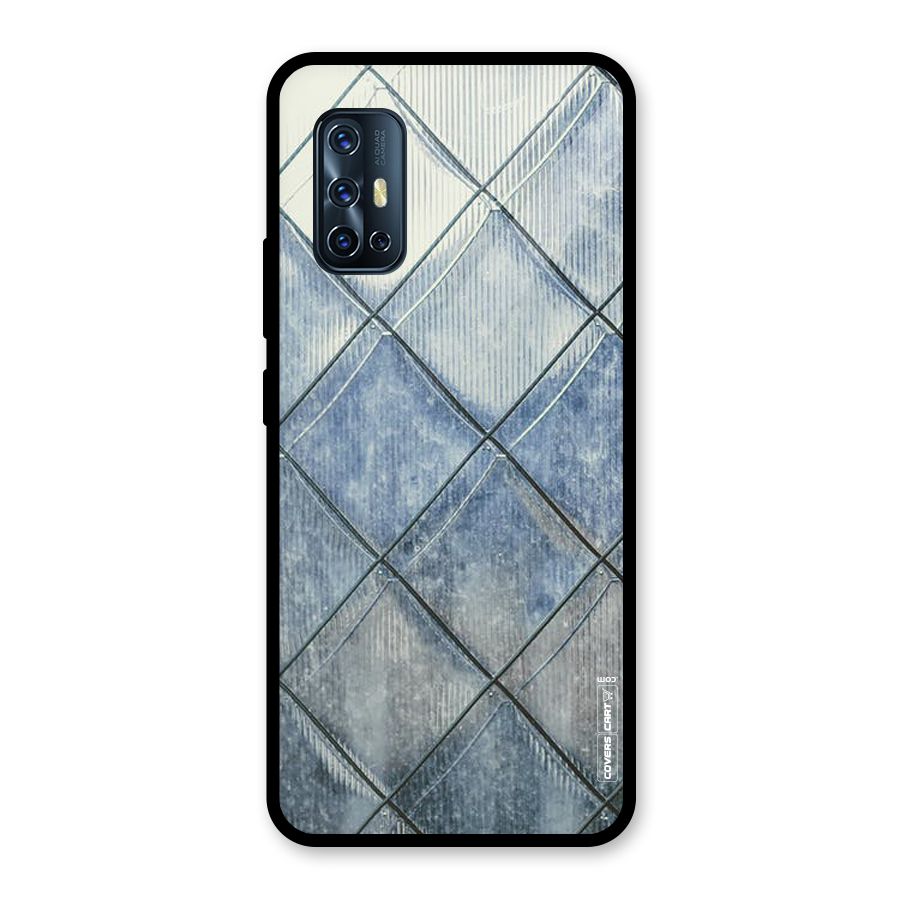 Steel Blue Pattern Glass Back Case for Vivo V17