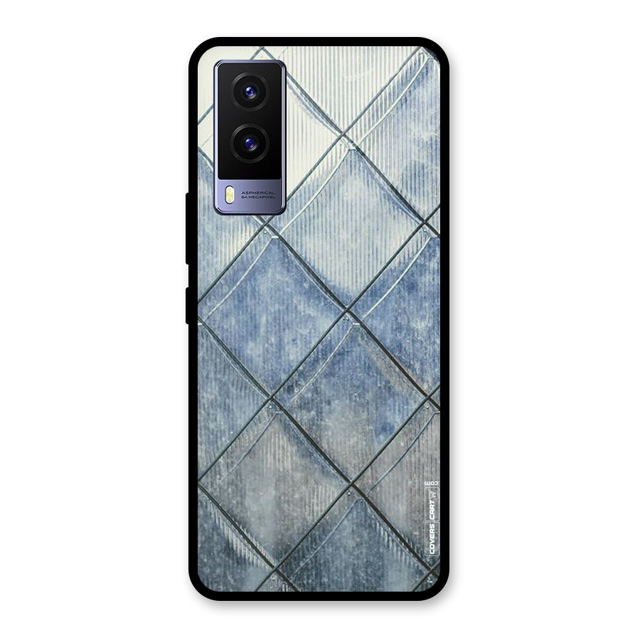 Steel Blue Pattern Glass Back Case for Vivo V21e 5G