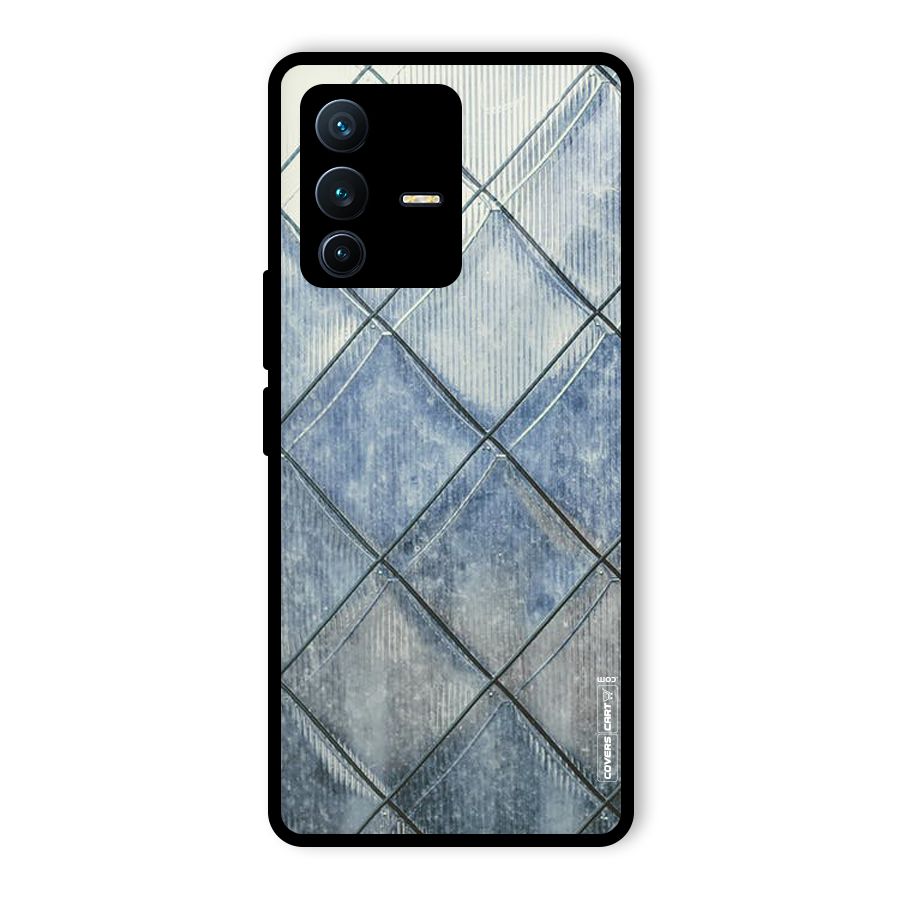 Steel Blue Pattern Glass Back Case for Vivo V23 Pro