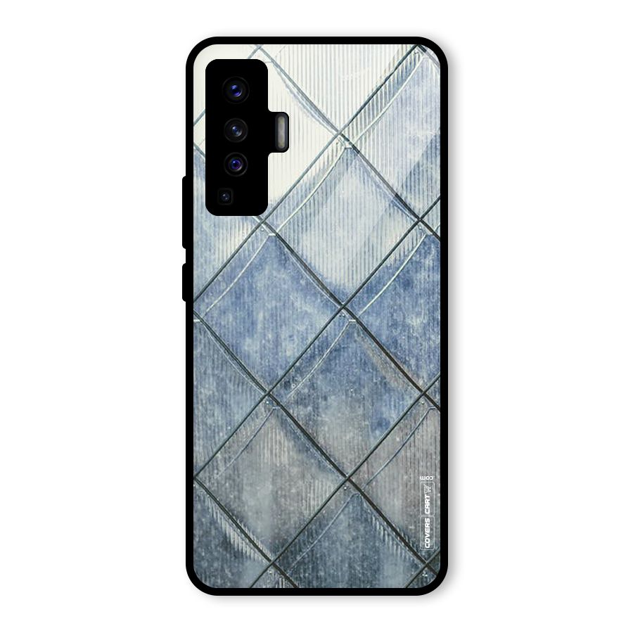Steel Blue Pattern Glass Back Case for Vivo X50