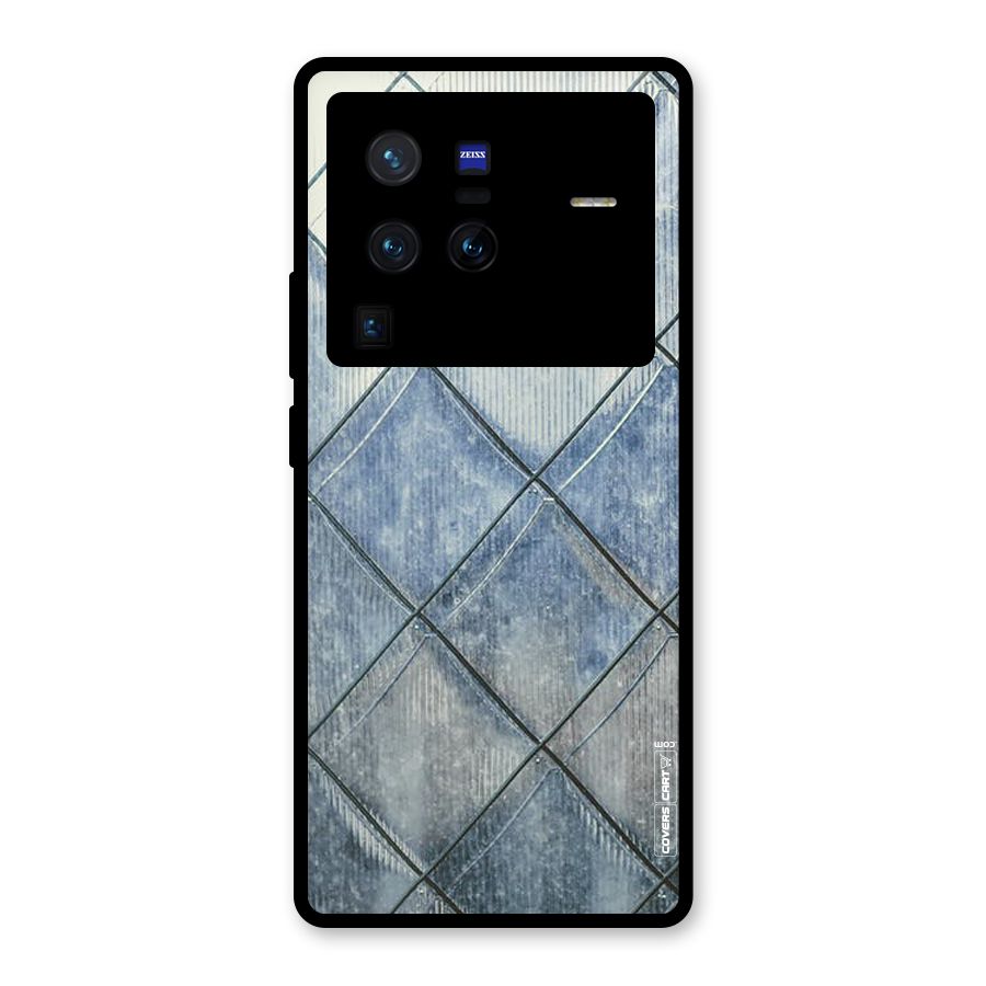 Steel Blue Pattern Glass Back Case for Vivo X80 Pro