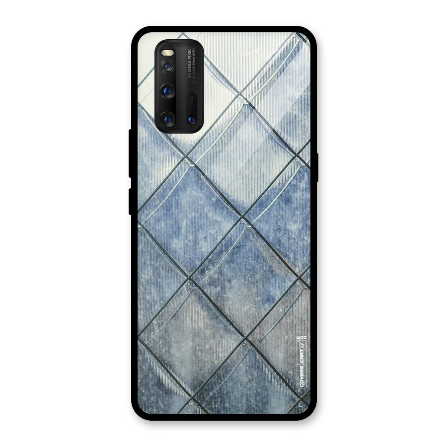 Steel Blue Pattern Glass Back Case for Vivo iQOO 3