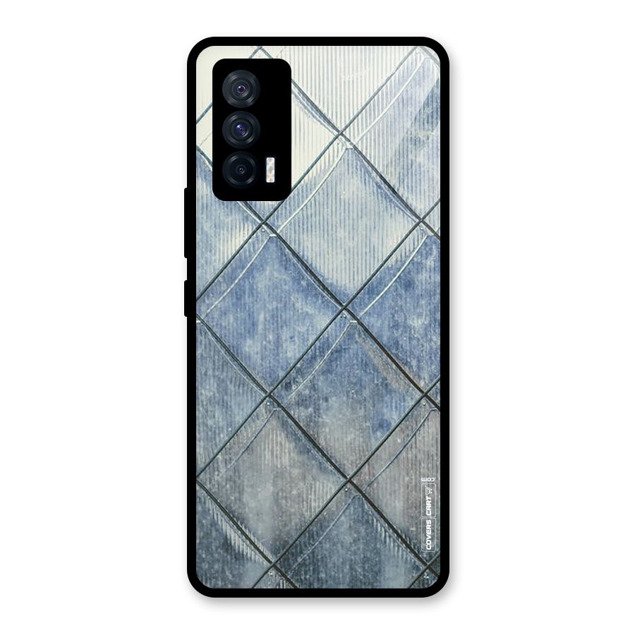 Steel Blue Pattern Glass Back Case for Vivo iQOO 7 5G