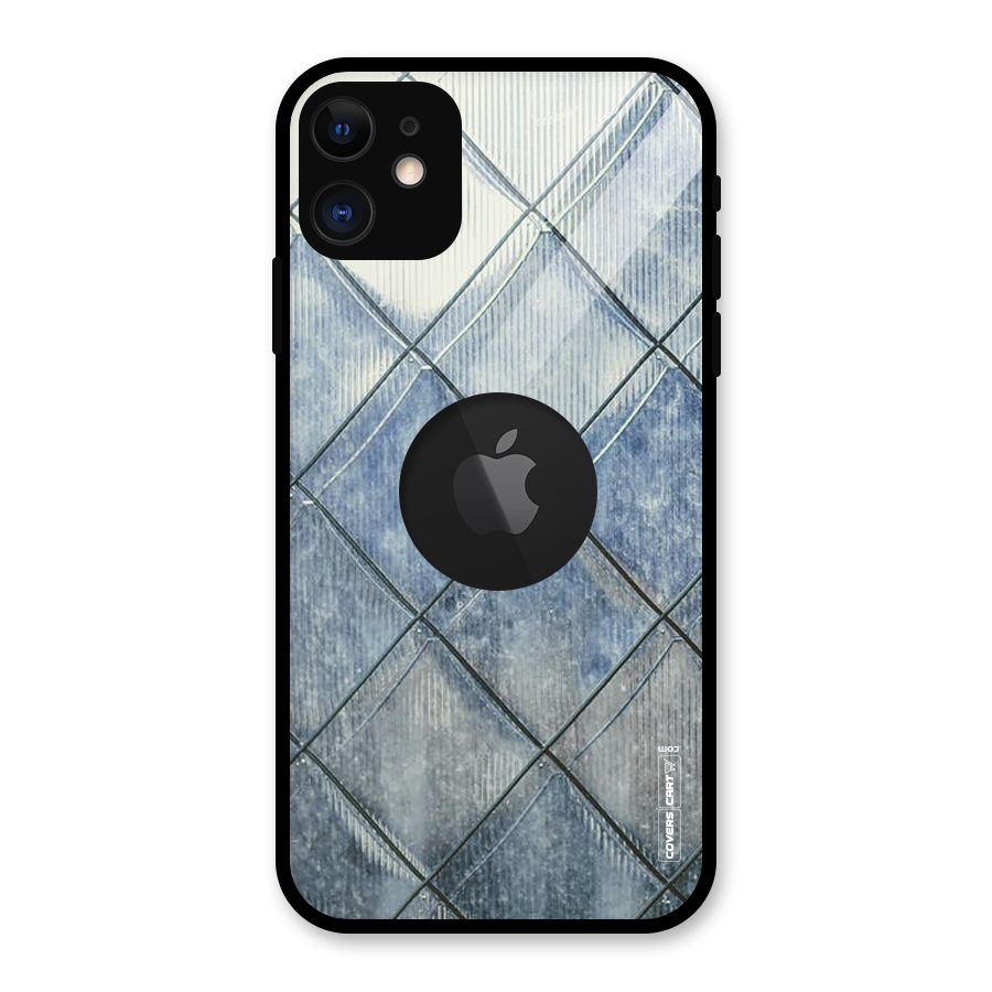 Steel Blue Pattern Glass Back Case for iPhone 11 Logo Cut
