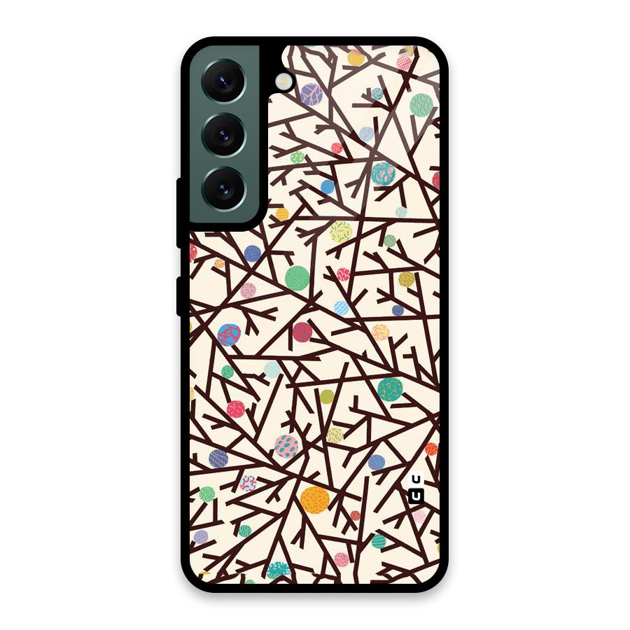 Stem Pattern Glass Back Case for Galaxy S22 5G