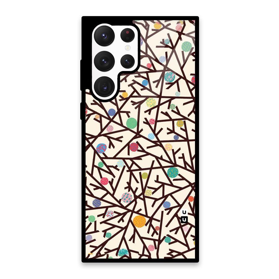 Stem Pattern Glass Back Case for Galaxy S22 Ultra 5G