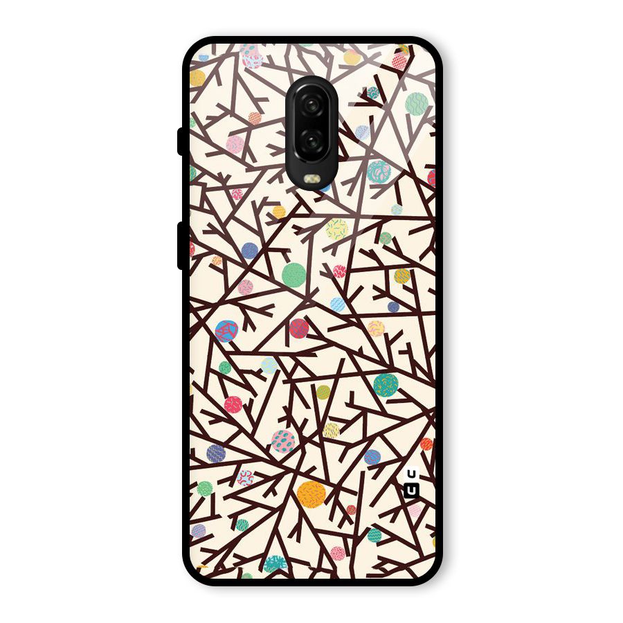 Stem Pattern Glass Back Case for OnePlus 6T