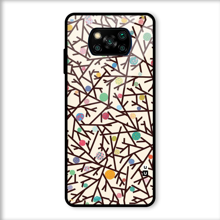 Stem Pattern Glass Back Case for Poco X3