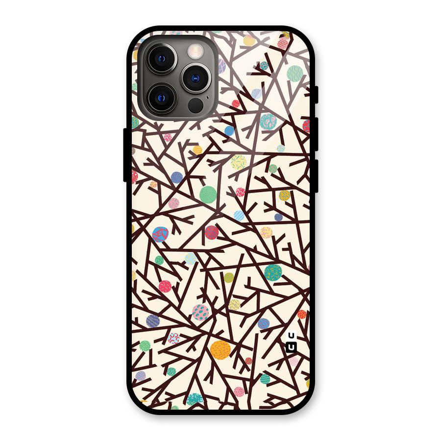 Stem Pattern Glass Back Case for iPhone 12 Pro