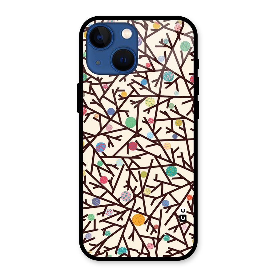 Stem Pattern Glass Back Case for iPhone 13 Mini