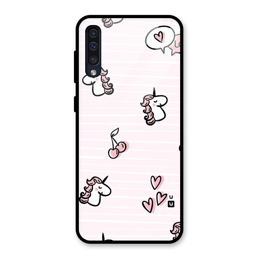 Strawberries And Unicorns Glass Back Case for Galaxy A30s