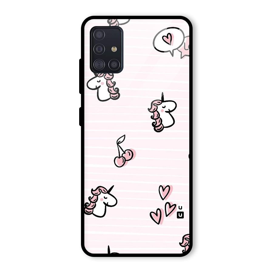Strawberries And Unicorns Glass Back Case for Galaxy A51
