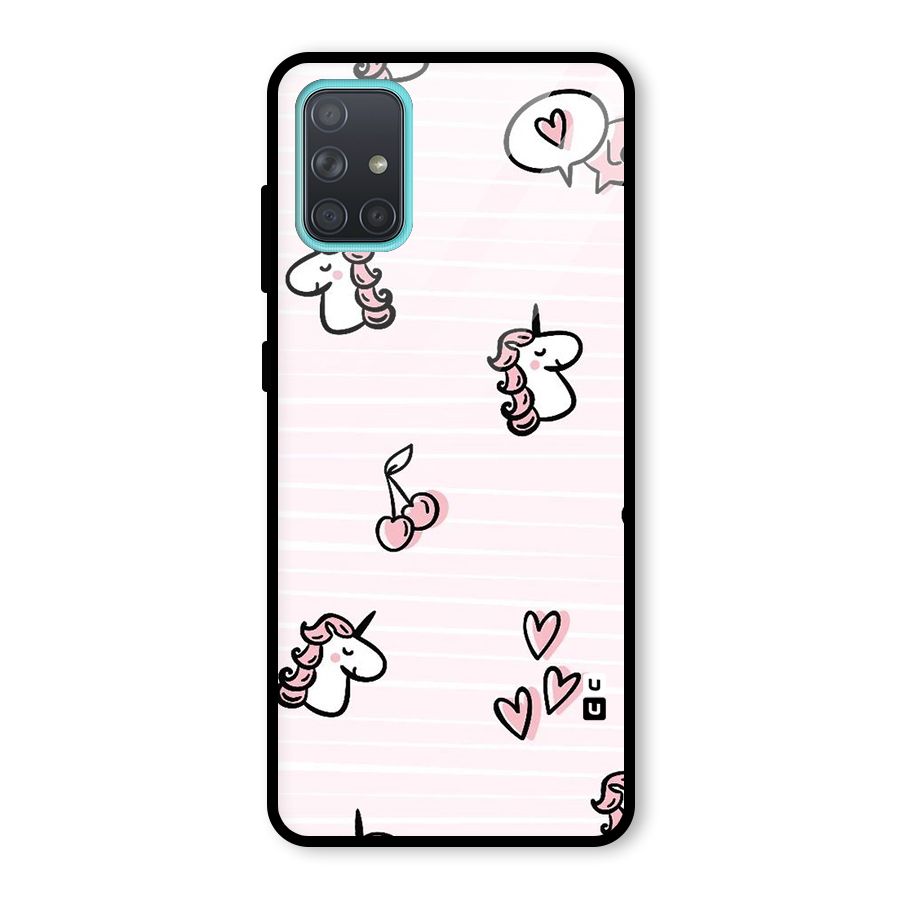 Strawberries And Unicorns Glass Back Case for Galaxy A71