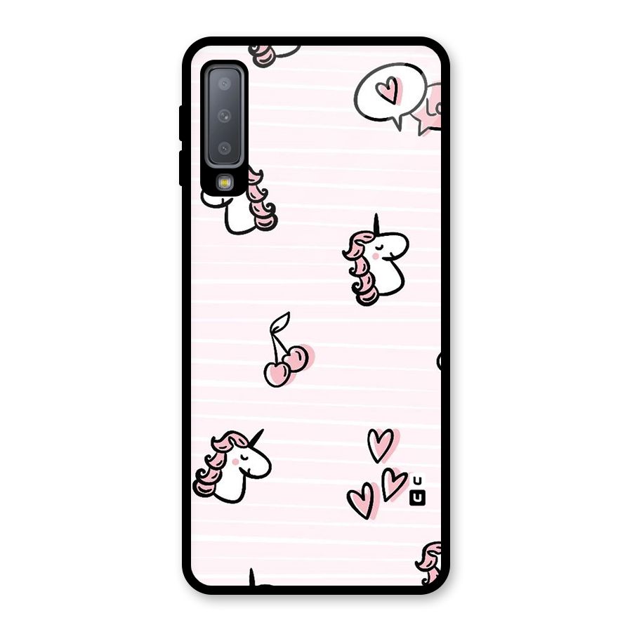 Strawberries And Unicorns Glass Back Case for Galaxy A7 (2018)
