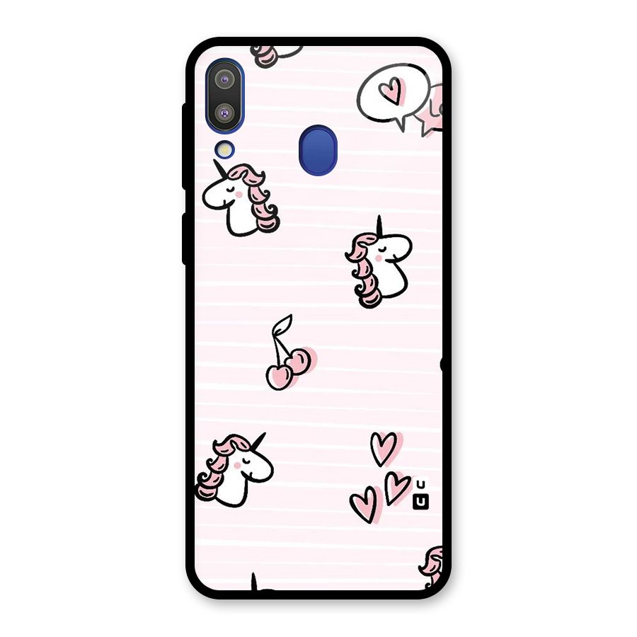 Strawberries And Unicorns Glass Back Case for Galaxy M20