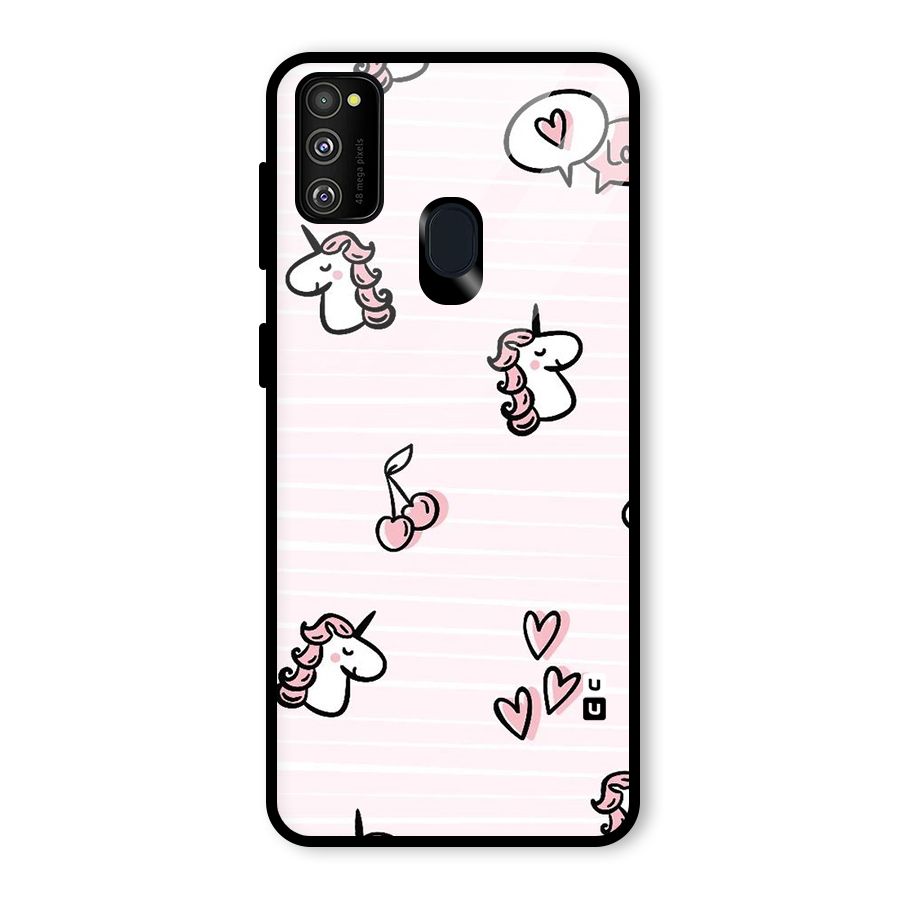 Strawberries And Unicorns Glass Back Case for Galaxy M30s
