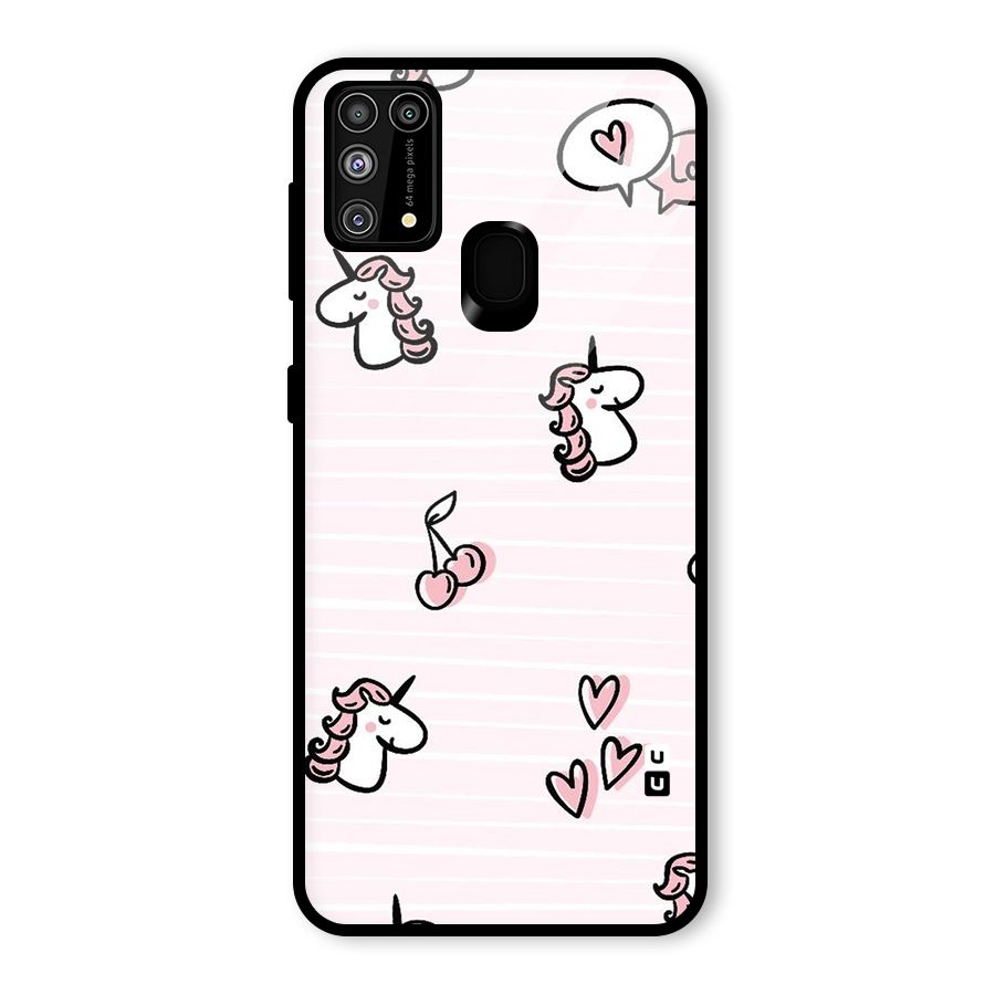Strawberries And Unicorns Glass Back Case for Galaxy M31