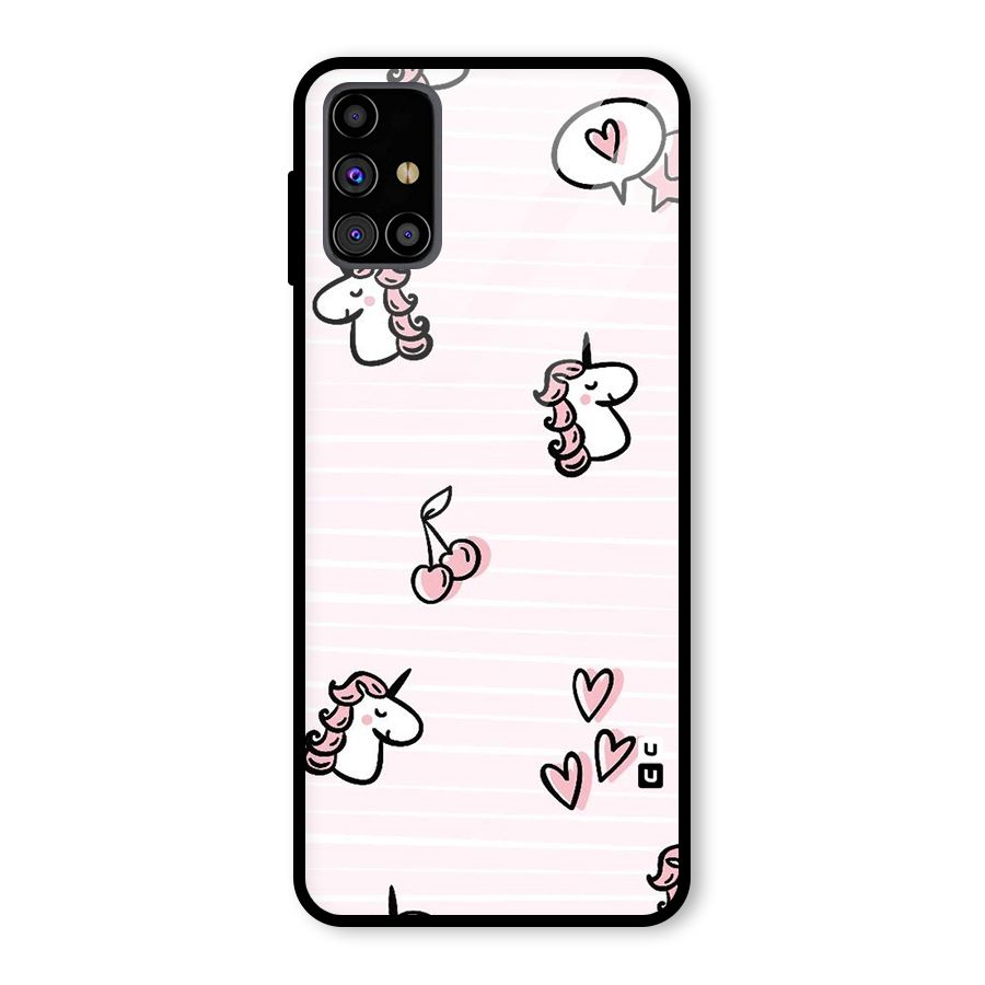 Strawberries And Unicorns Glass Back Case for Galaxy M31s
