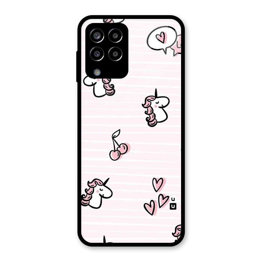 Strawberries And Unicorns Glass Back Case for Galaxy M33