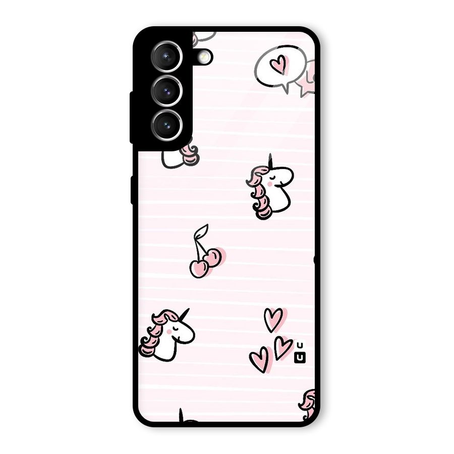 Strawberries And Unicorns Glass Back Case for Galaxy S21 5G