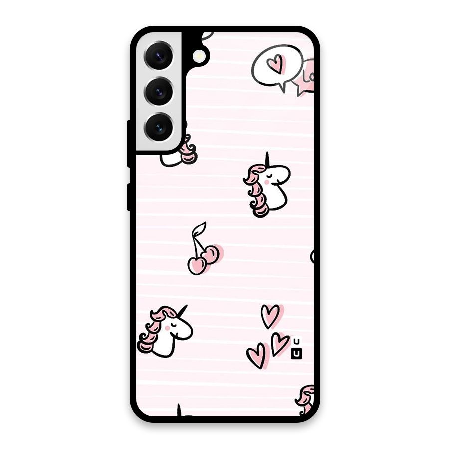 Strawberries And Unicorns Glass Back Case for Galaxy S22 Plus 5G