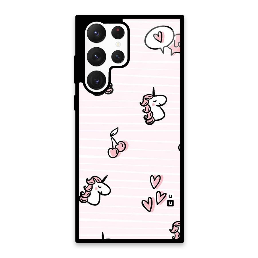Strawberries And Unicorns Glass Back Case for Galaxy S22 Ultra 5G