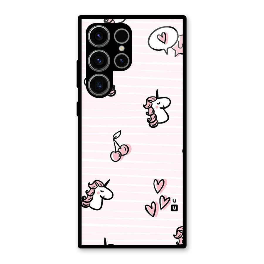Strawberries And Unicorns Glass Back Case for Galaxy S23 Ultra