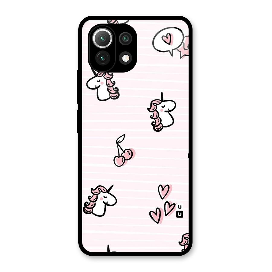 Strawberries And Unicorns Glass Back Case for Mi 11 Lite NE 5G