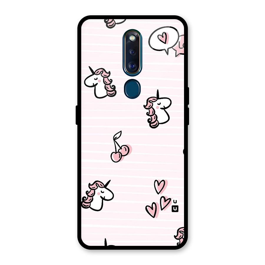 Strawberries And Unicorns Glass Back Case for Oppo F11 Pro