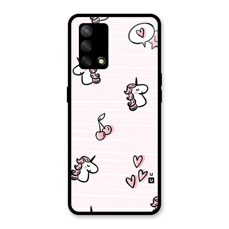 Strawberries And Unicorns Glass Back Case for Oppo F19