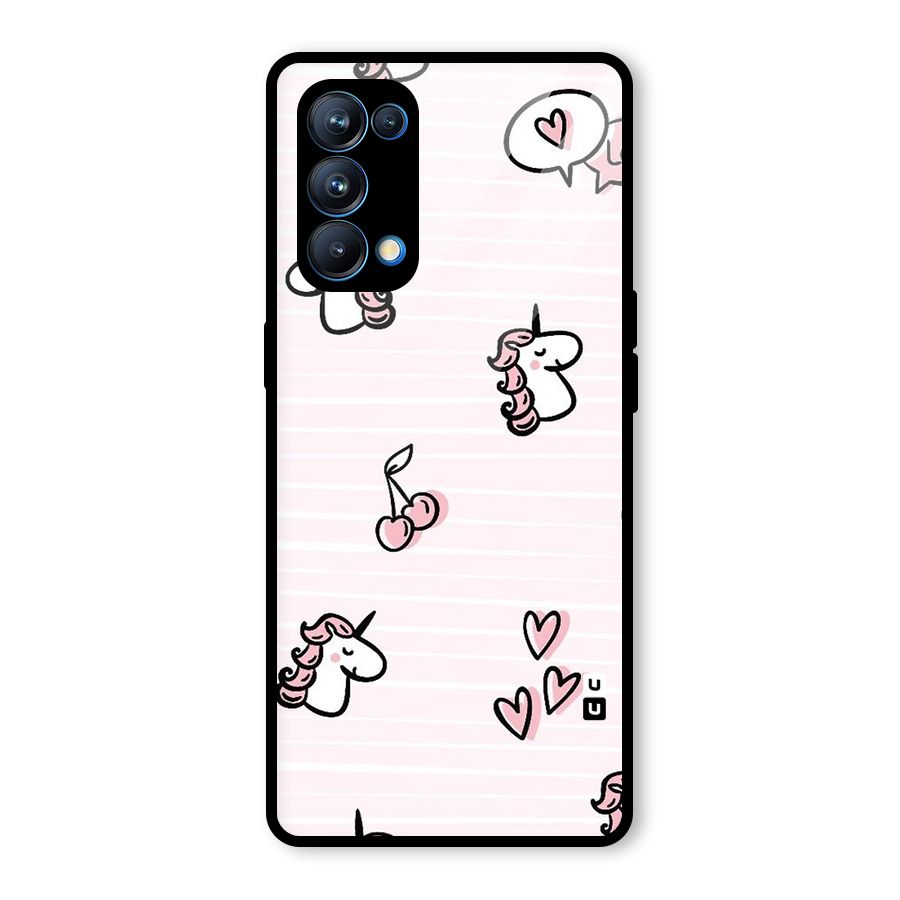 Strawberries And Unicorns Glass Back Case for Oppo Reno5 Pro 5G
