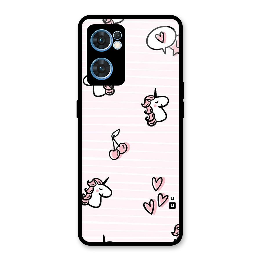 Strawberries And Unicorns Glass Back Case for Oppo Reno7 5G