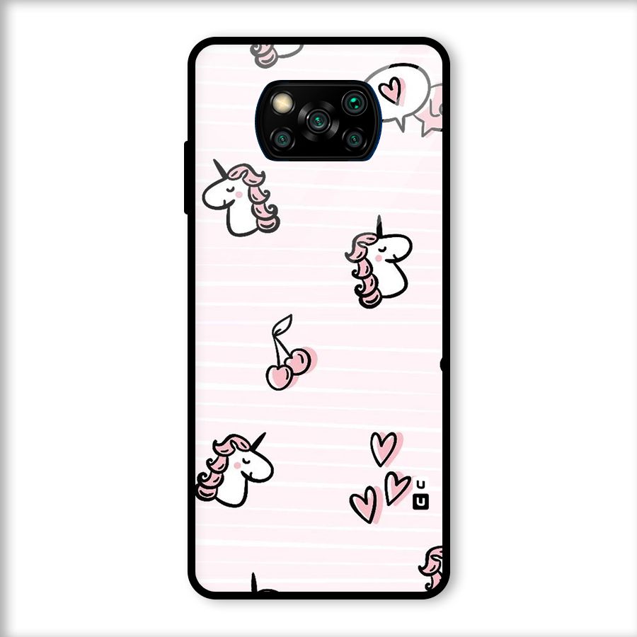 Strawberries And Unicorns Glass Back Case for Poco X3