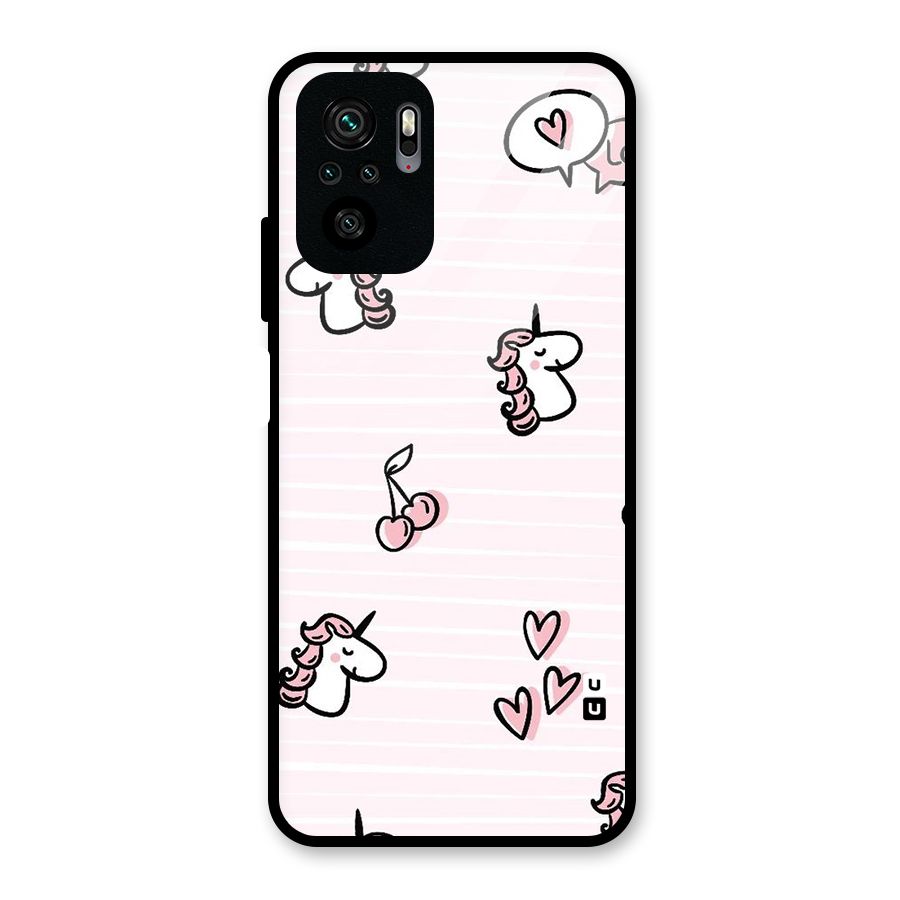 Strawberries And Unicorns Glass Back Case for Redmi Note 10S