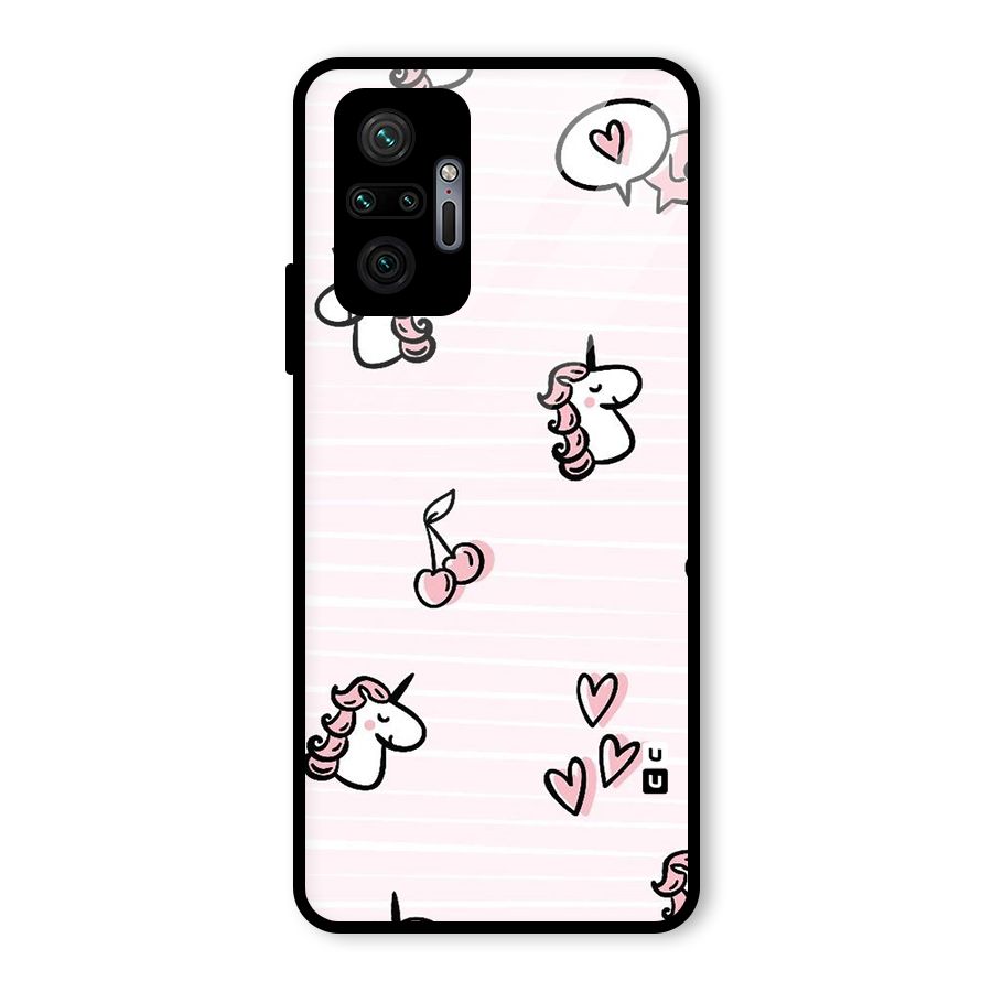 Strawberries And Unicorns Glass Back Case for Redmi Note 10 Pro