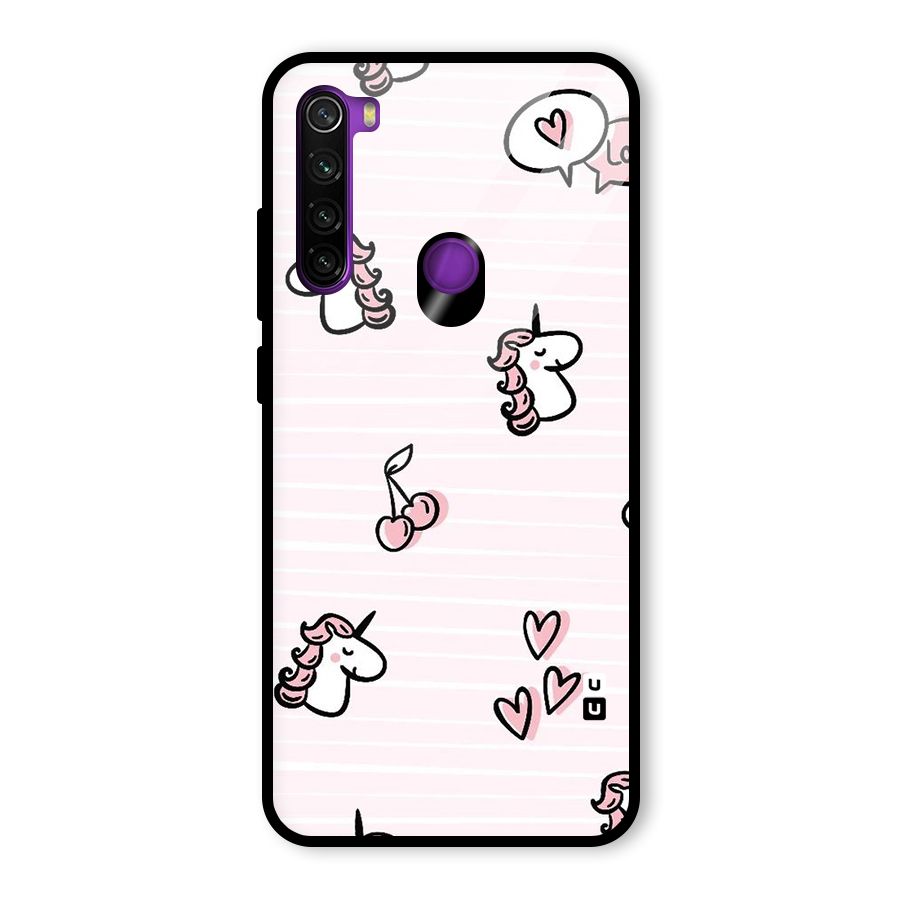 Strawberries And Unicorns Glass Back Case for Redmi Note 8
