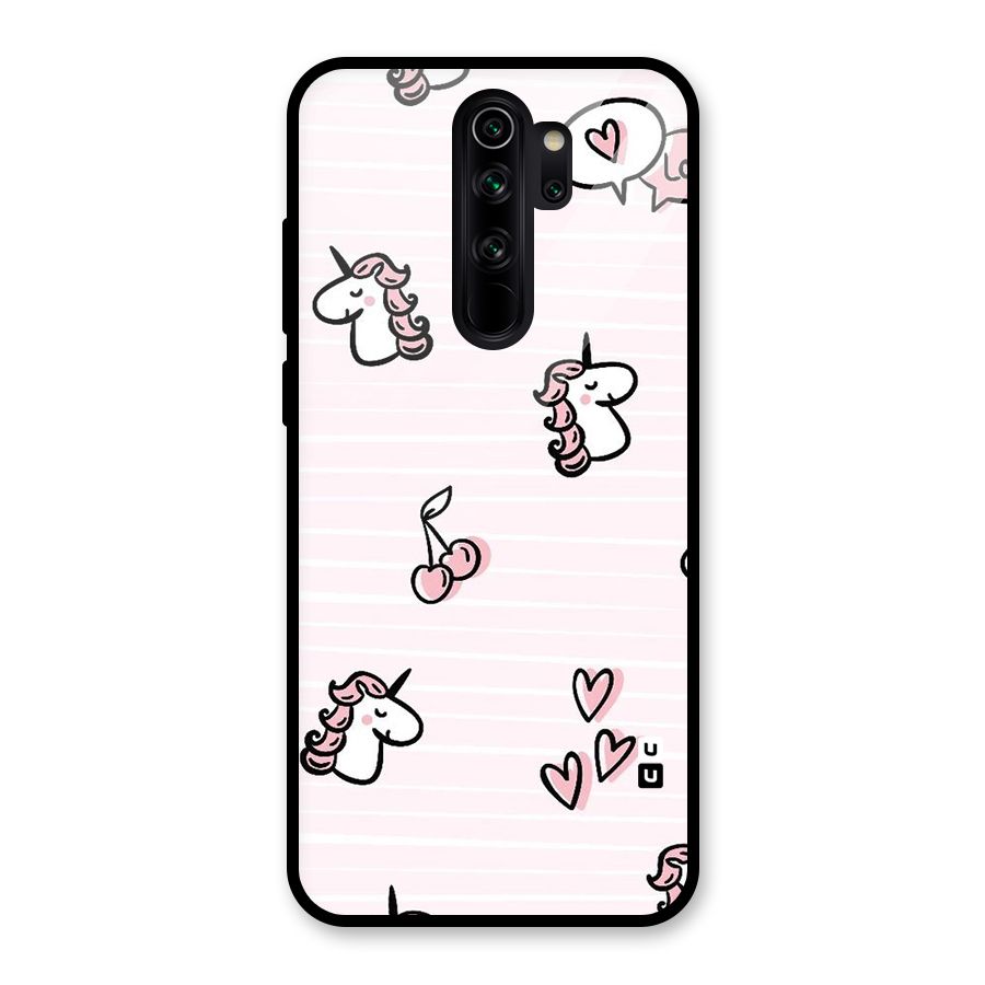 Strawberries And Unicorns Glass Back Case for Redmi Note 8 Pro