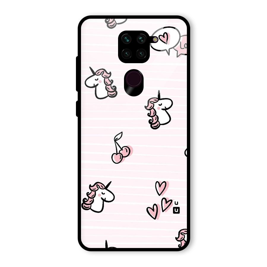 Strawberries And Unicorns Glass Back Case for Redmi Note 9