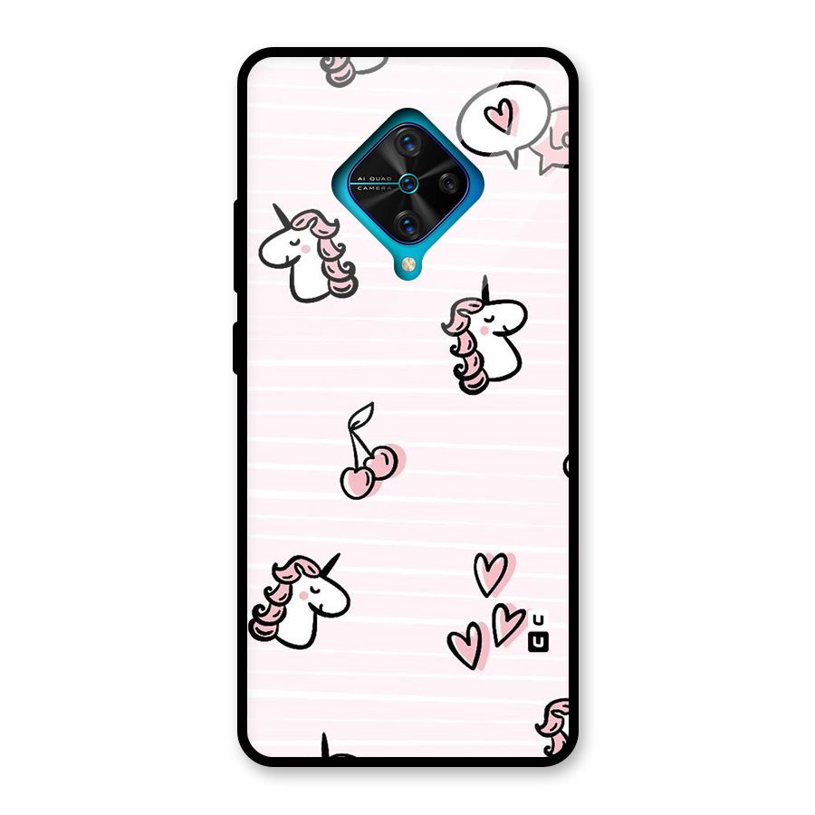 Strawberries And Unicorns Glass Back Case for Vivo S1 Pro