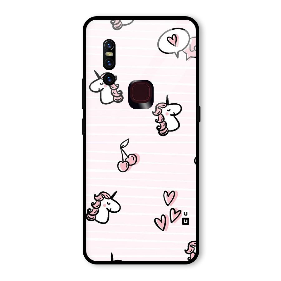 Strawberries And Unicorns Glass Back Case for Vivo V15