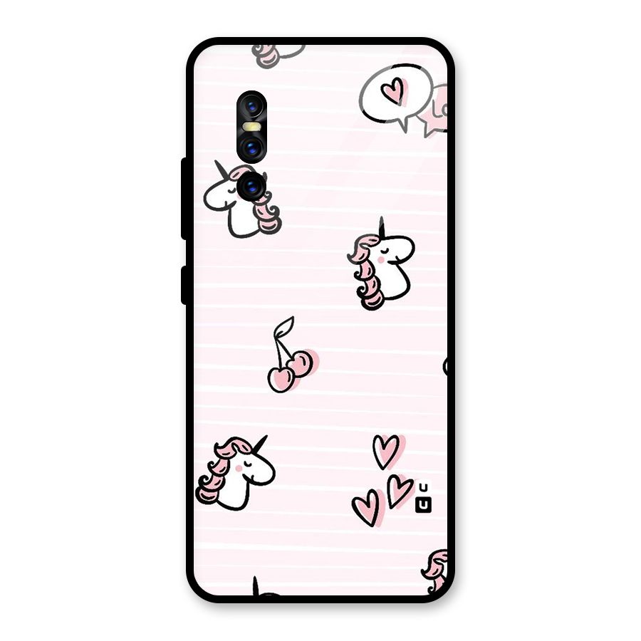 Strawberries And Unicorns Glass Back Case for Vivo V15 Pro