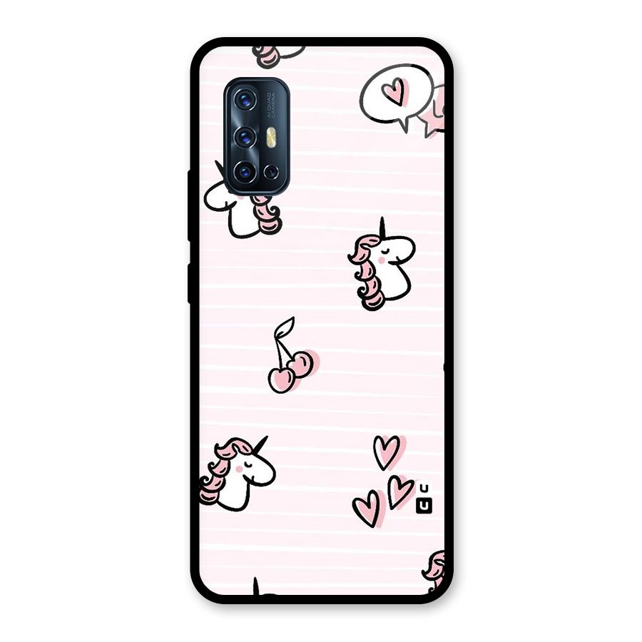 Strawberries And Unicorns Glass Back Case for Vivo V17