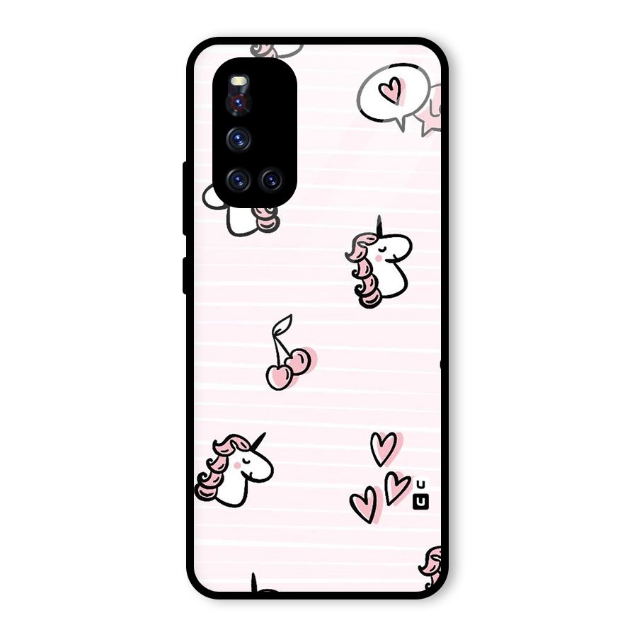 Strawberries And Unicorns Glass Back Case for Vivo V19